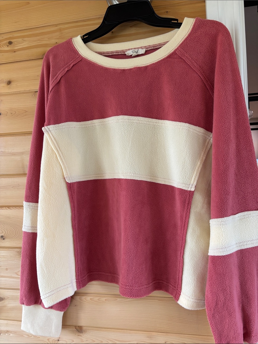 easel Dusty Rose and Cream Colorblock Crewneck Sweatshirt